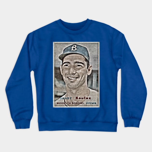 Sandy Koufax: 1957 Flashback Champs Crewneck Sweatshirt by flashbackchamps